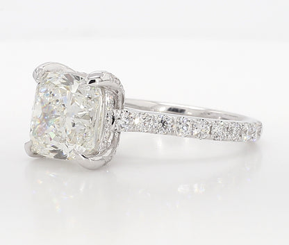 Exceptional Cushion Hidden Halo diamond Ring 6.05 Carat