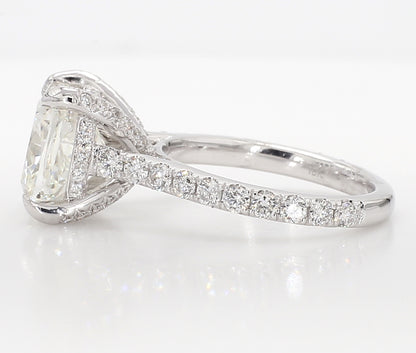 Exceptional Cushion Hidden Halo diamond Ring 6.05 Carat