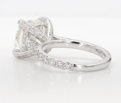 Exceptional Cushion Hidden Halo diamond Ring 6.05 Carat