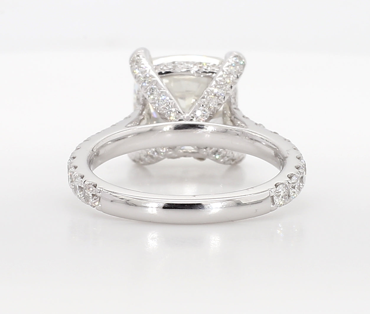 exceptional cushion hidden halo diamond ring 6.05 carat