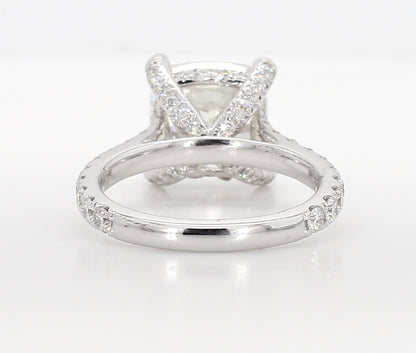 Exceptional Cushion Hidden Halo diamond Ring 6.05 Carat