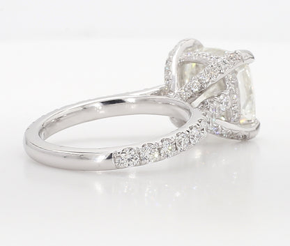 Exceptional Cushion Hidden Halo diamond Ring 6.05 Carat