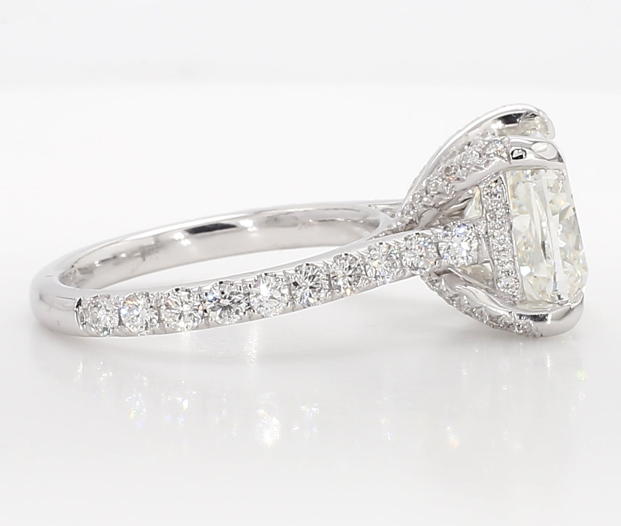 exceptional cushion hidden halo diamond ring 6.05 carat