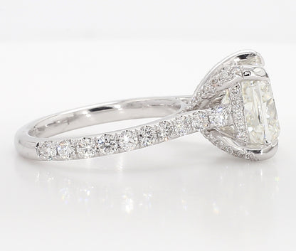 Exceptional Cushion Hidden Halo diamond Ring 6.05 Carat