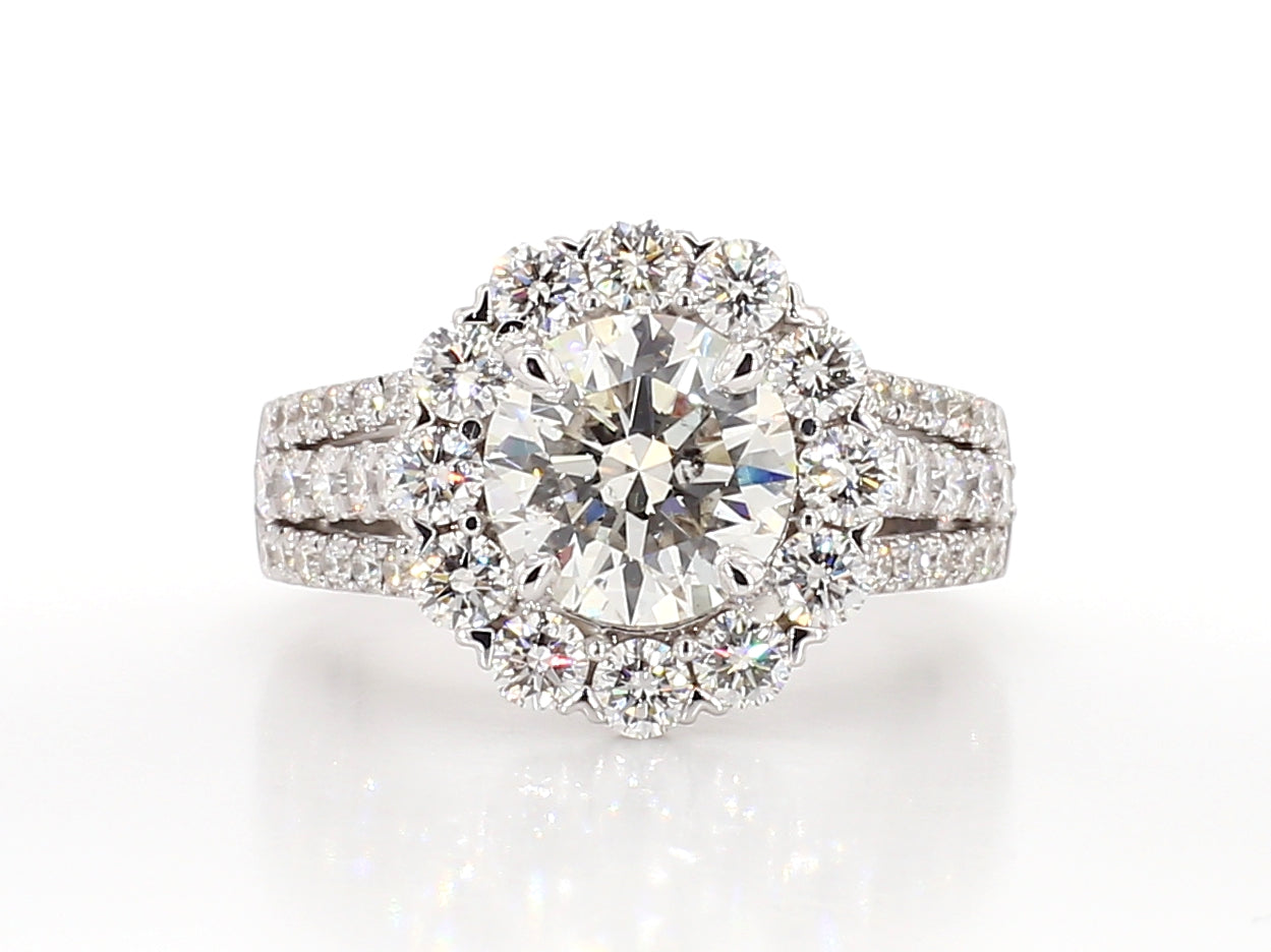 white round diamond  halo ring 3.55 carat