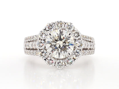 White Round Diamond  Halo Ring 3.55 Carat