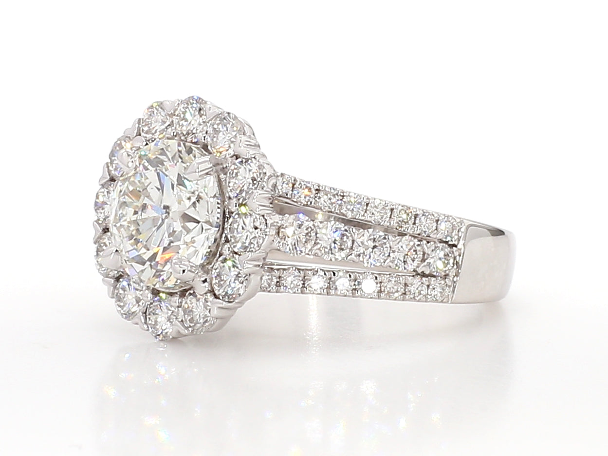 white round diamond  halo ring 3.55 carat