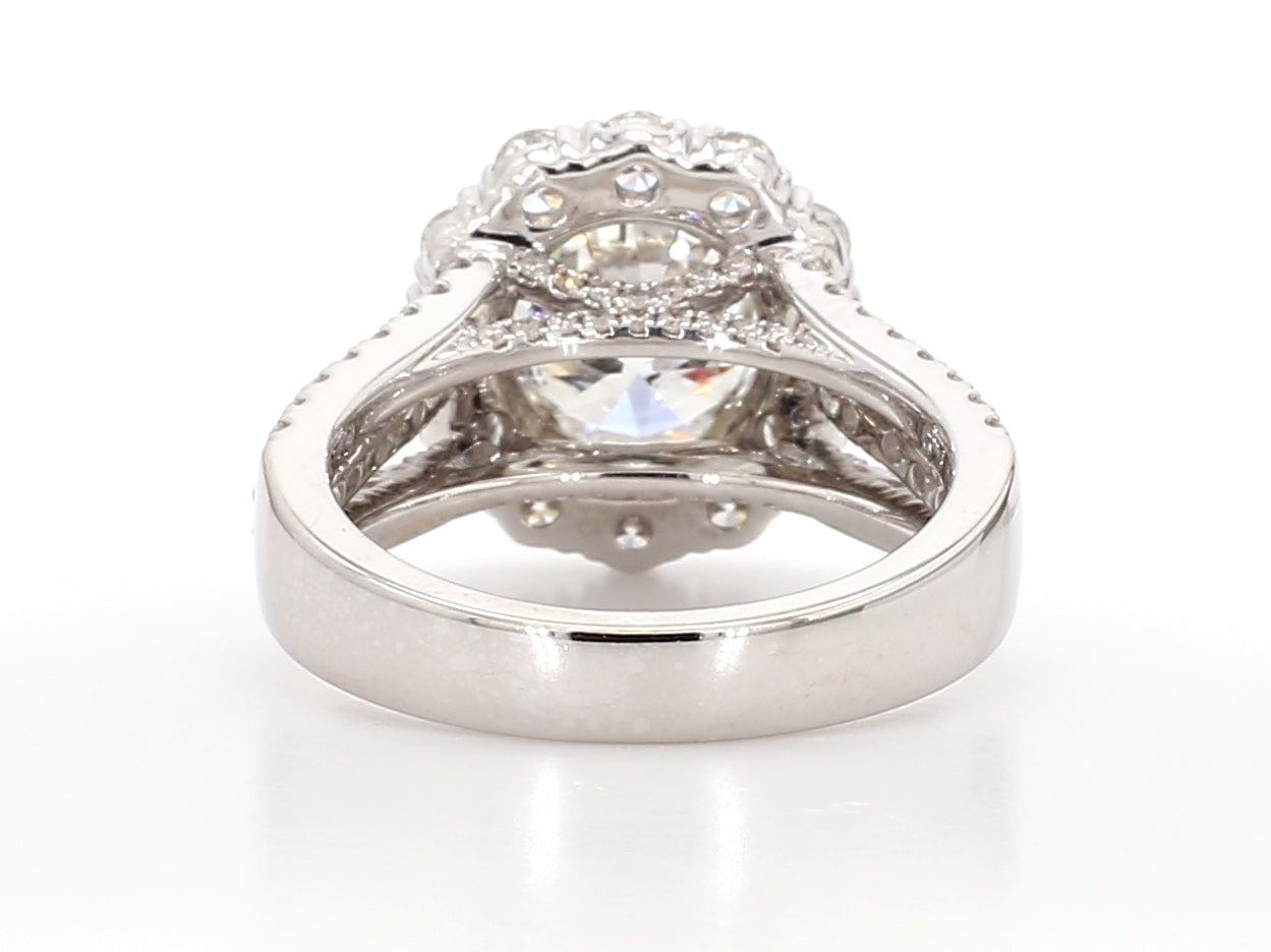 white round diamond  halo ring 3.55 carat