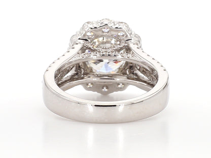 White Round Diamond  Halo Ring 3.55 Carat