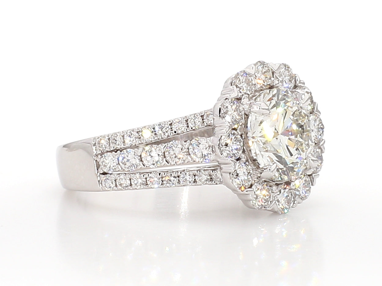 white round diamond  halo ring 3.55 carat