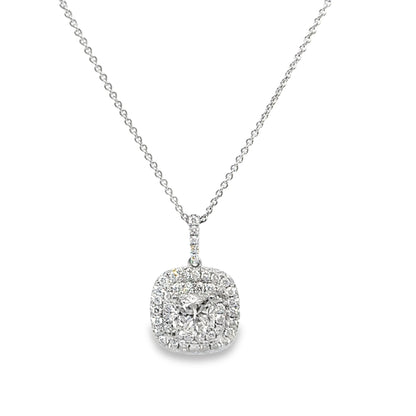 CUSHION DIAMOND DOUBLE HALO PENDANT