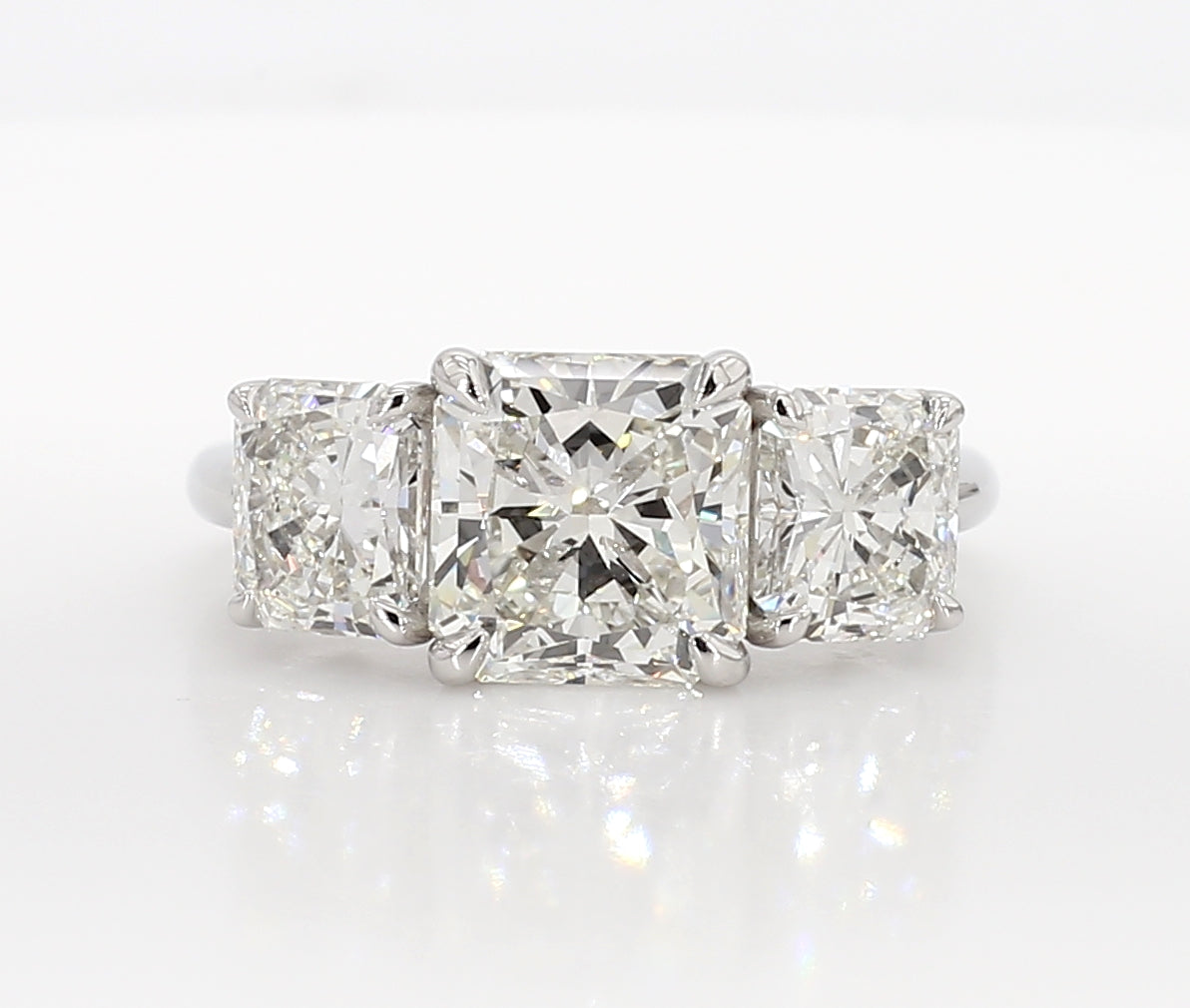 radiant cut 3 stone diamond ring 5.13 carat