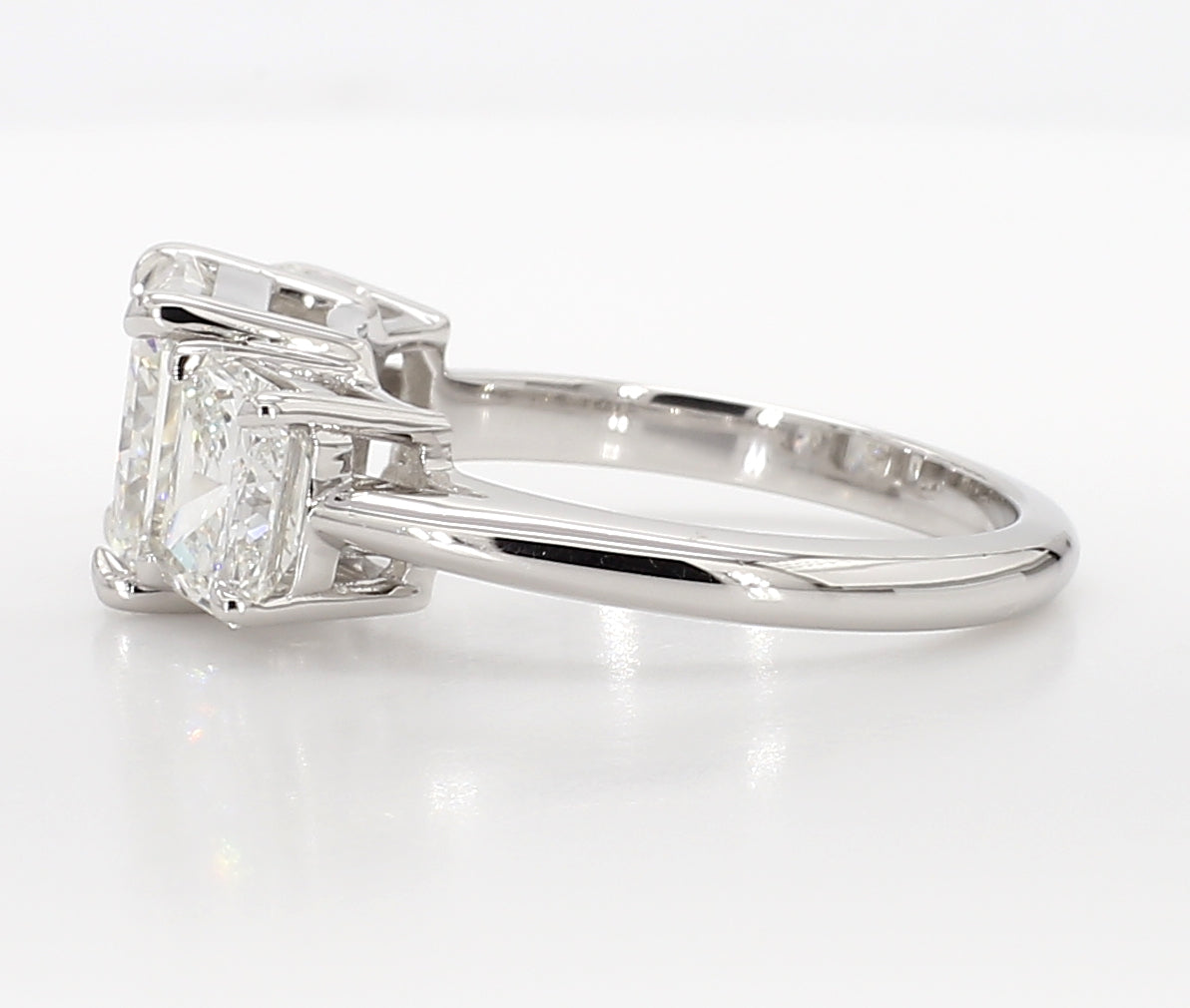 radiant cut 3 stone diamond ring 5.13 carat