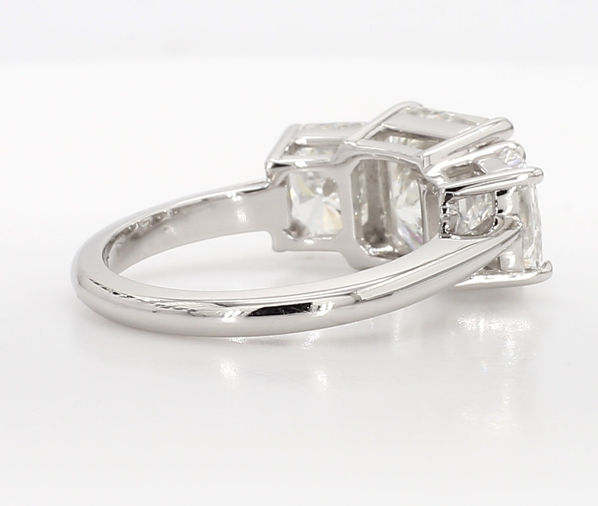 radiant cut 3 stone diamond ring 5.13 carat