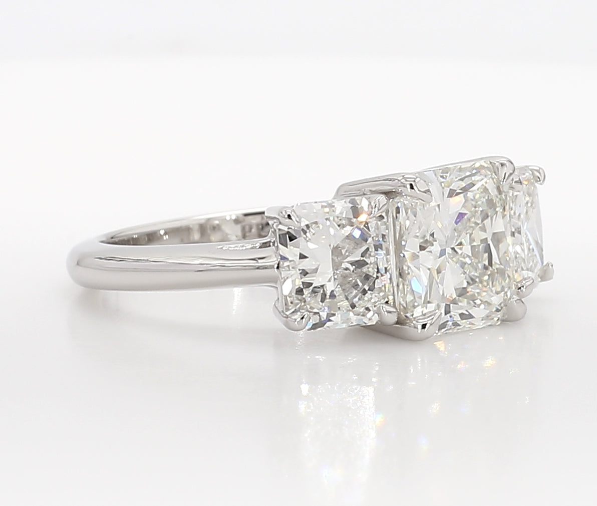 radiant cut 3 stone diamond ring 5.13 carat