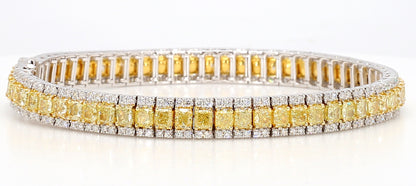 FANCY YELLOW RADIANT CUT DIAMOND BRACELET 12.18 Carat