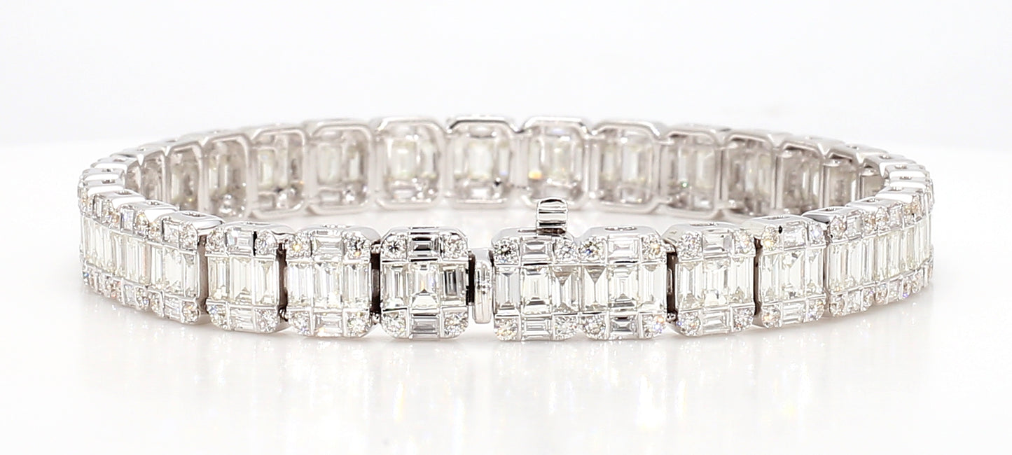 baguettes & round diamond bracelet 7.53 carat