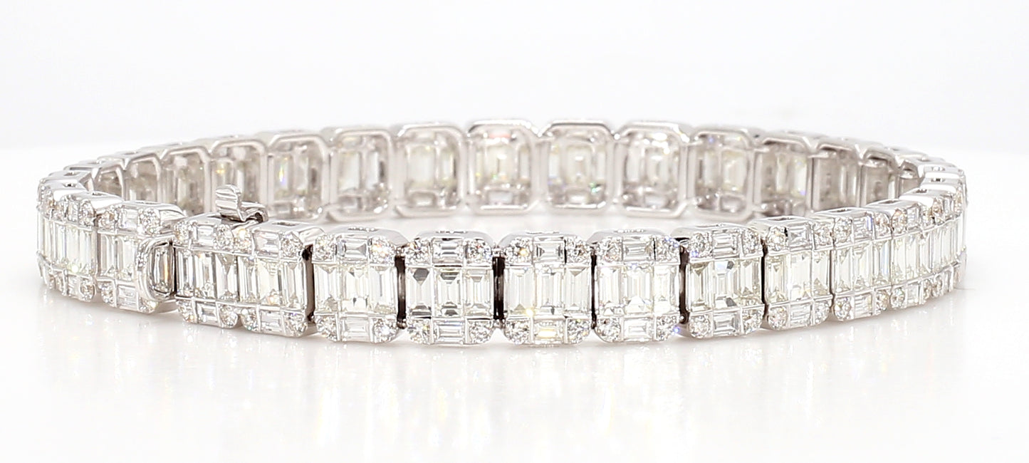 baguettes & round diamond bracelet 7.53 carat