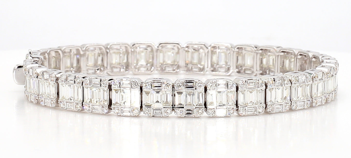 baguettes & round diamond bracelet 7.53 carat