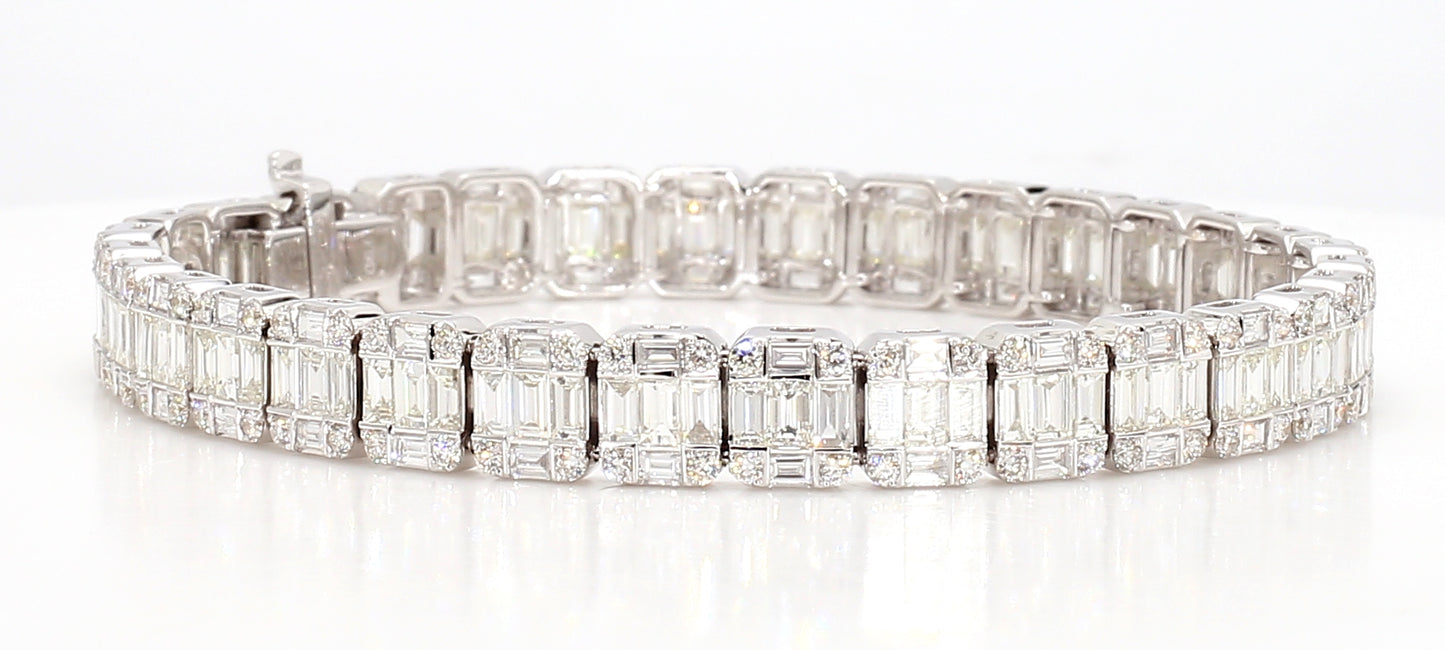 baguettes & round diamond bracelet 7.53 carat