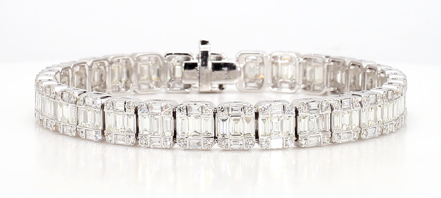 baguettes & round diamond bracelet 7.53 carat