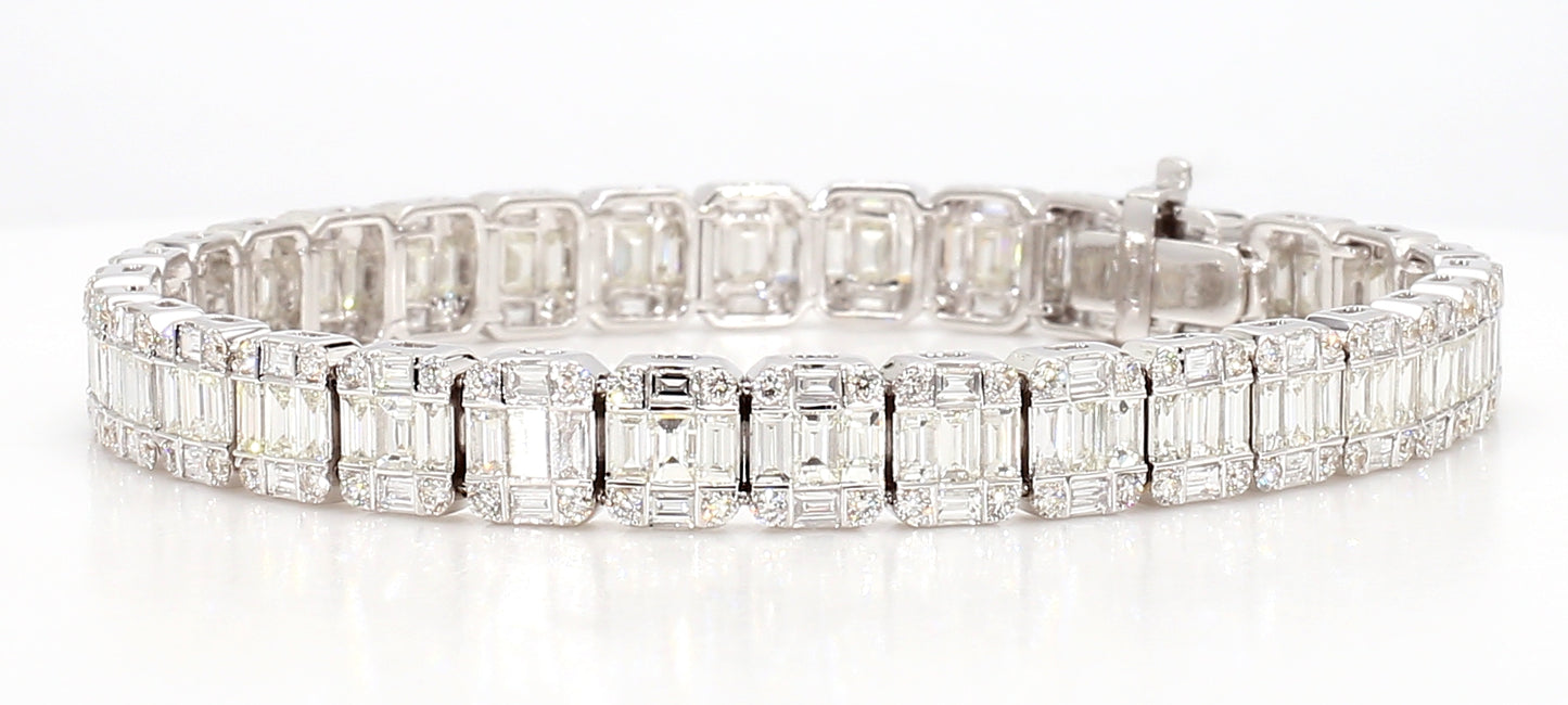 baguettes & round diamond bracelet 7.53 carat