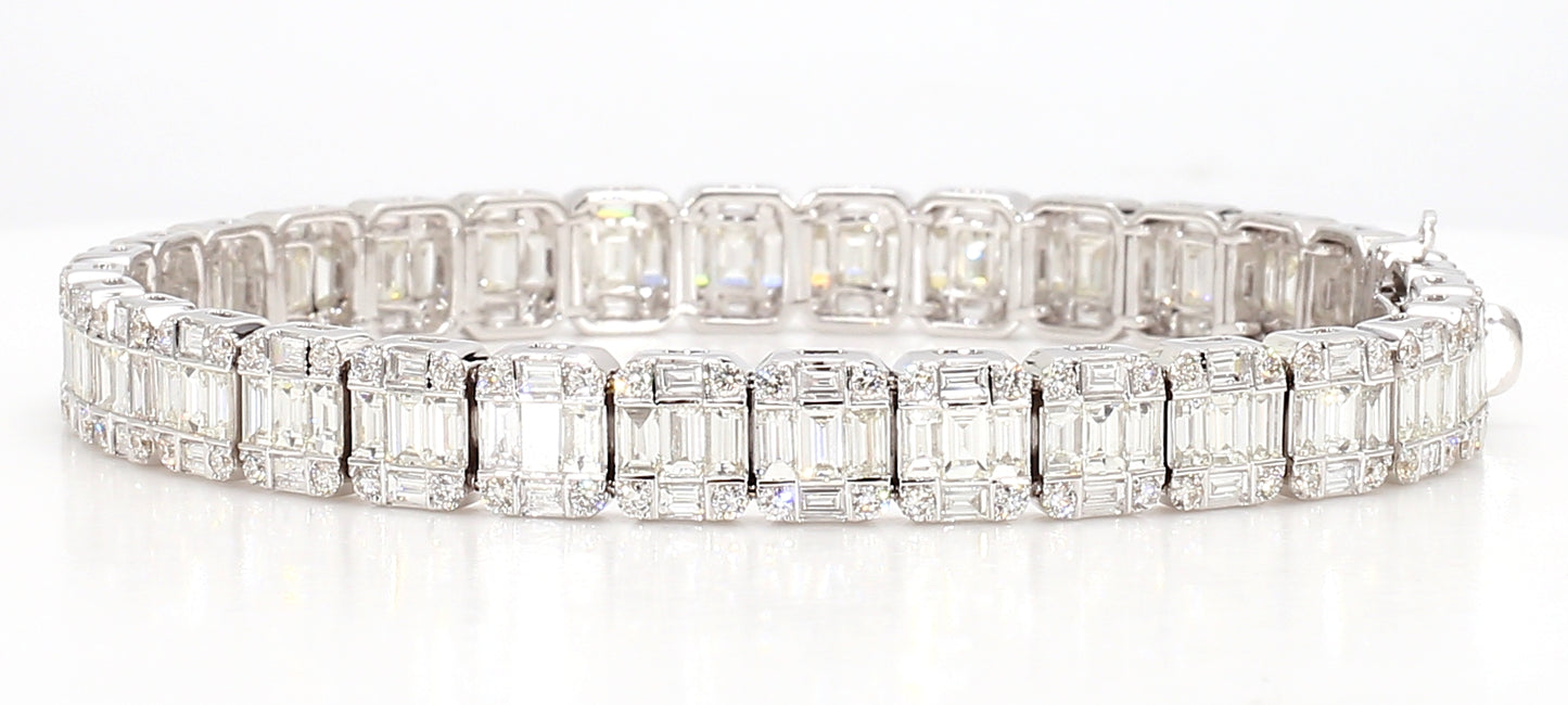 baguettes & round diamond bracelet 7.53 carat