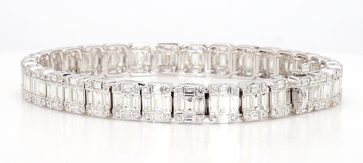 baguettes & round diamond bracelet 7.53 carat