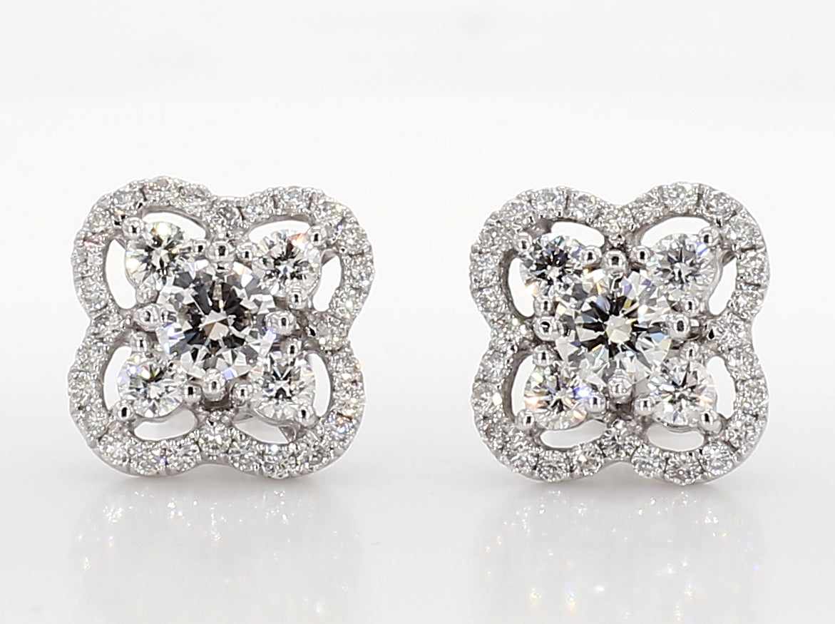 white diamond flower studs 1.53 carat