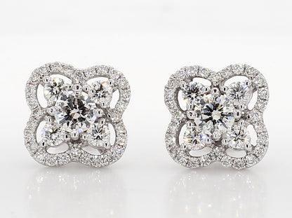 WHITE DIAMOND FLOWER STUDS 1.53 Carat