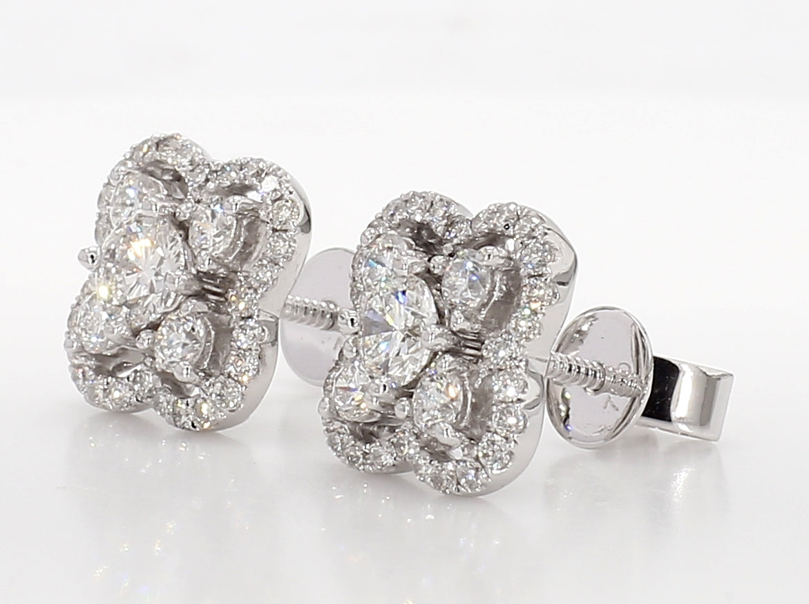 white diamond flower studs 1.53 carat