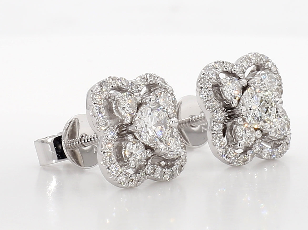 white diamond flower studs 1.53 carat