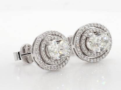 WHITE OVAL CUT DOUBLE HALO STUDS 2.59 Carat