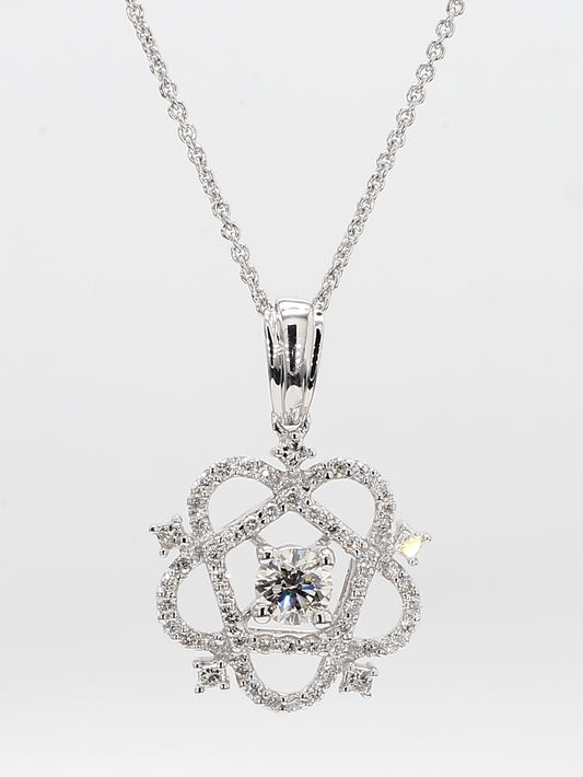 White Diamond Cluster Pendant Necklace 0.65 Carat