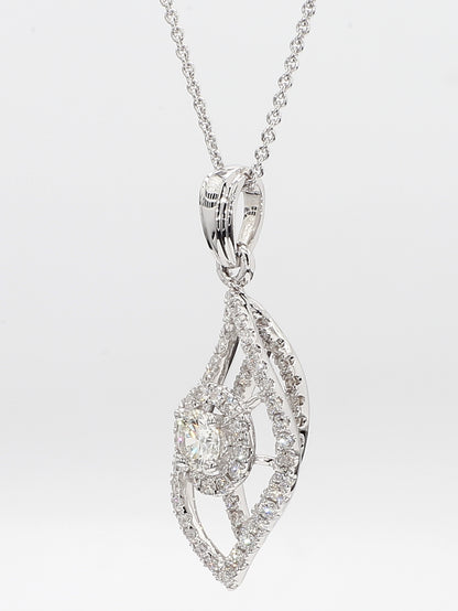 White Diamond Pendant Necklace 0.97 Carat