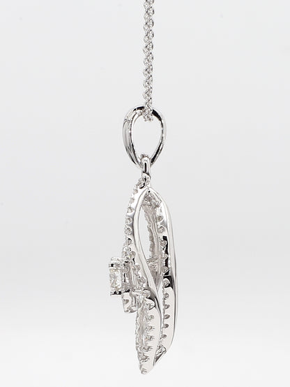 White Diamond Pendant Necklace 0.97 Carat