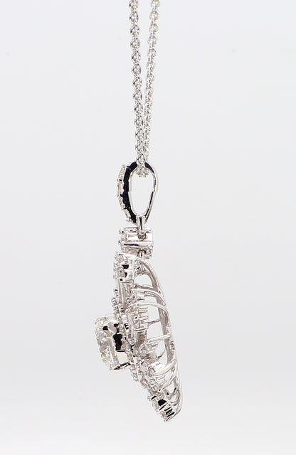 White Diamond Baguette & Round  Snowflake Pendant 1.38 Carat