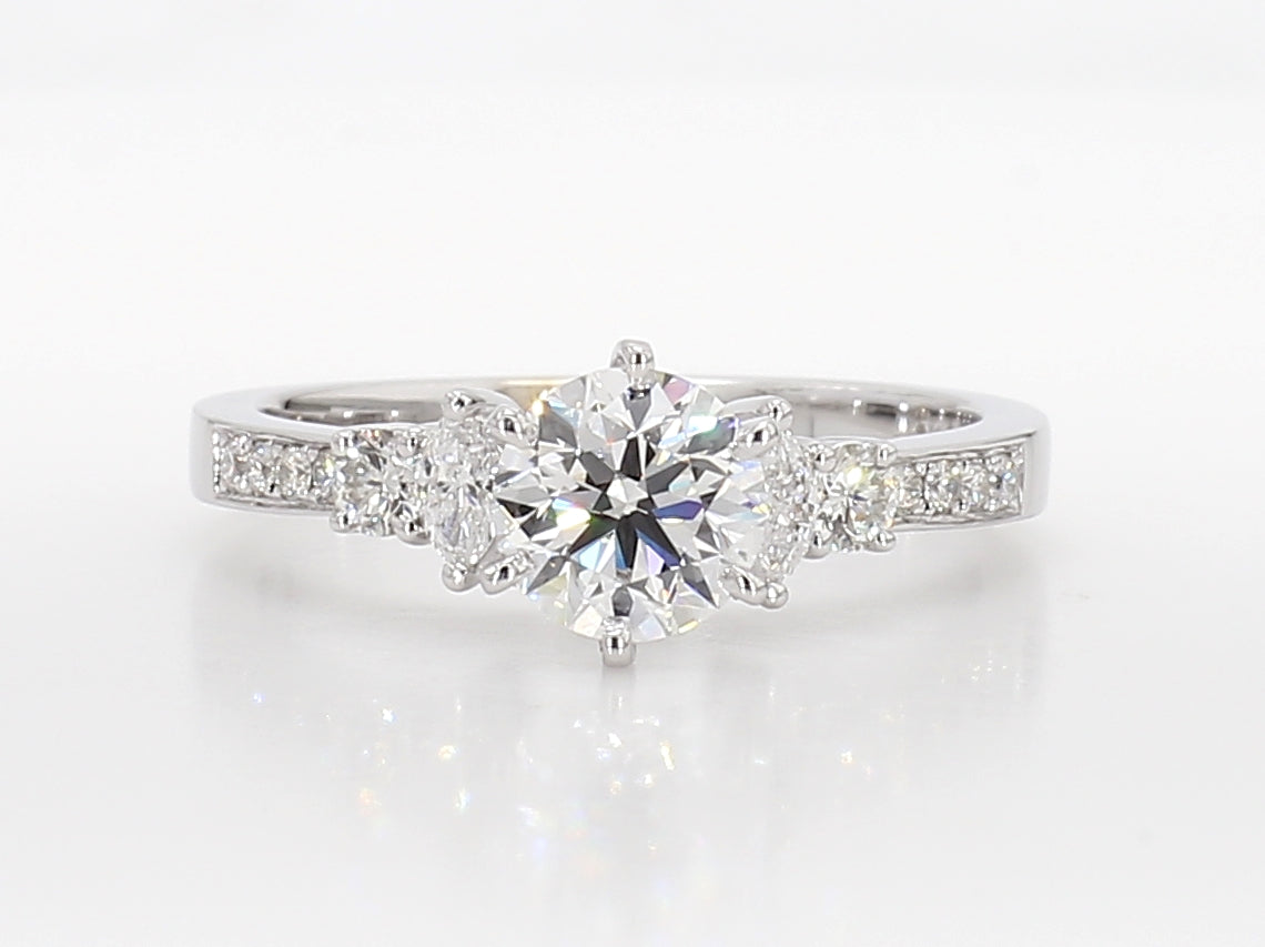 white marquise & round diamond engagement ring 1.33 carat