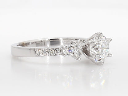 White Marquise & Round Diamond Engagement Ring 1.33 Carat