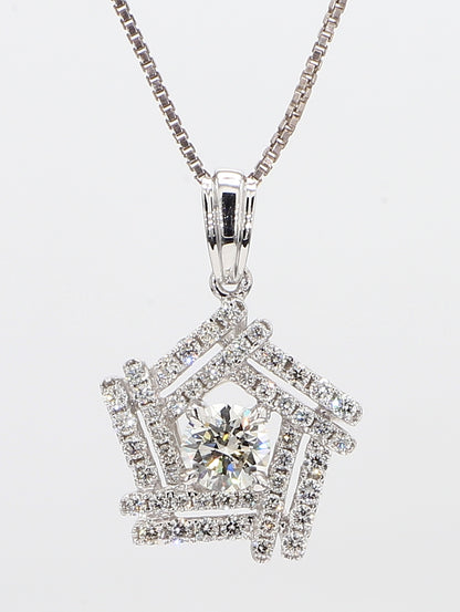 White Diamond Pendant Necklace 1.02 Carat