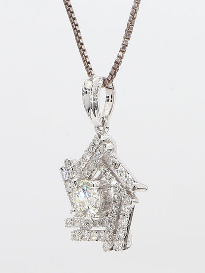 White Diamond Pendant Necklace 1.02 Carat