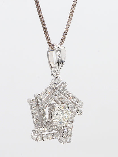 White Diamond Pendant Necklace 1.02 Carat