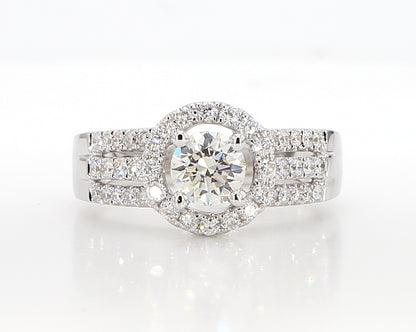 White Round Diamond triple Row Engagement ring 1.04 Carat