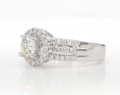 White Round Diamond triple Row Engagement ring 1.04 Carat