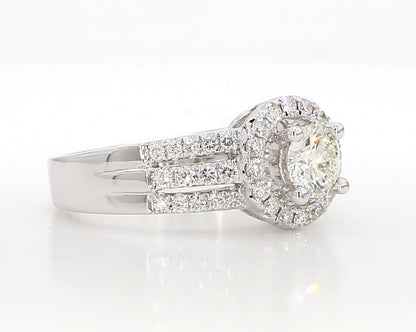 White Round Diamond triple Row Engagement ring 1.04 Carat