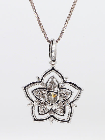 White Diamond Pendant flower Necklace 1.09 Carat