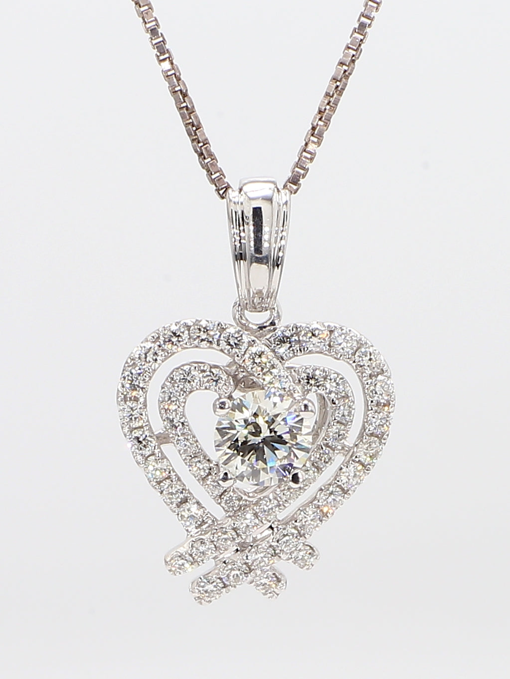 heart white diamond pendant necklace 1.03 carat