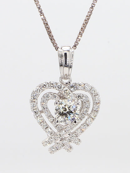 Heart White Diamond Pendant Necklace 1.03 Carat