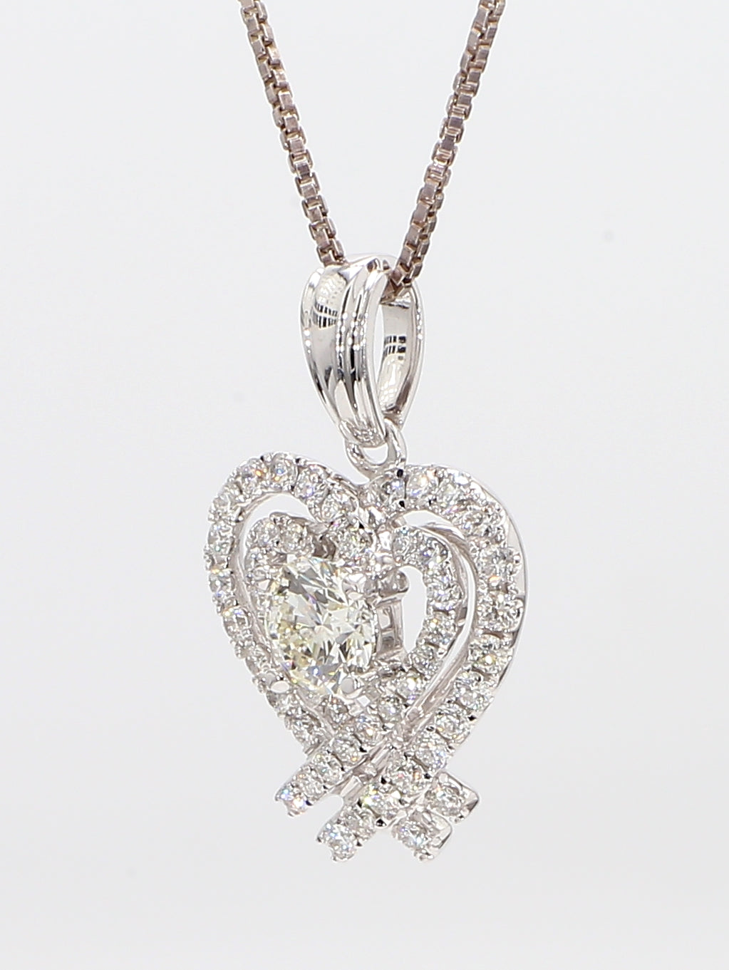 heart white diamond pendant necklace 1.03 carat