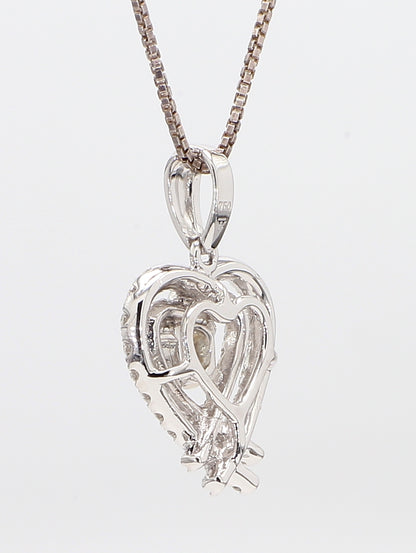 Heart White Diamond Pendant Necklace 1.03 Carat